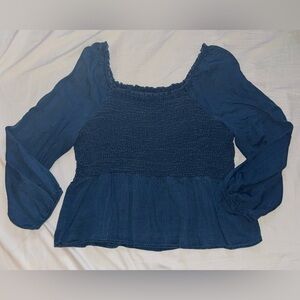 Old Navy Dark Blue Smocked Blouse